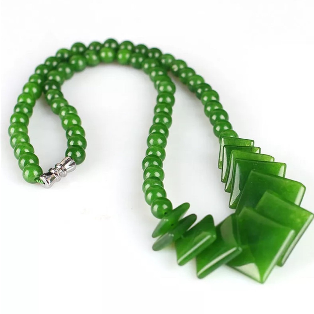 Authentic Jade “Nephrite” Block Necklace